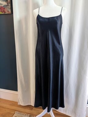 VINCE  Satin Slip Dress in Dark Coastal Blue Size Small